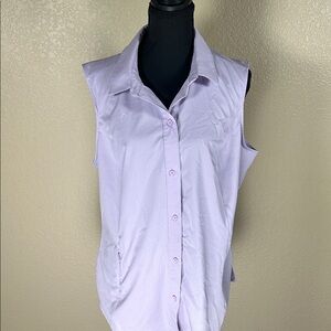 Eddie Bauer Women’s Large Sleeveless Button-Down Shirt Lightweight Casual Chic